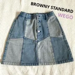 美品　BROWNY STANDARD ライトブルーデニムスカート 台形