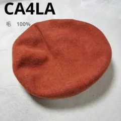 【美品】　CA4LA 　カシラ　ベレー帽 ウール100% 日本製 オレンジ 秋冬