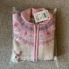 ミキハウス 花柄ウサギニットカーディガン 80