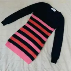 ミシェルマカロン　ネイビーピンクボーダーセーター　M