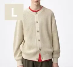 新品☆GU リリヤーンクルーネックカーディガン ベージュ L 目黒蓮さん着用
