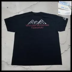 ポートアンドカンパニー Tシャツ XL ブラック 企業ロゴ バックプリント 古着