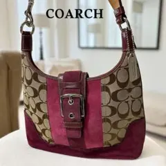 【美品】COACH コーチ シグネチャー ソーホー ワンショルダーバッグ ピンク