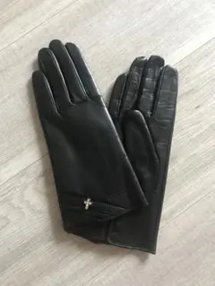 新品レディース本革カシミヤ婦人手袋　秋冬　防風　羊革　暖かい黒レザービジュー付き