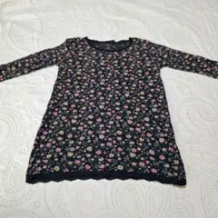 変更ですshuca GLOBAL WORK 花柄七分丈カットソー M　レース付き