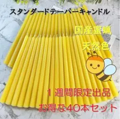 限定スタンダードテーパーキャンドル・国産蜜蝋キャンドル・天然色（40本セット）