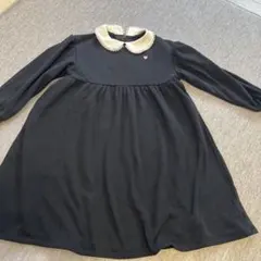 アプレレクール 裏起毛長袖ワンピース パール付き襟　140