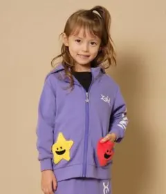 裏毛 キラッキー×ハートポケットジップ式パーカー