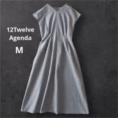 トゥエルブアジェンダ フレンチスリーブ ロングワンピース 春夏用　グレー M