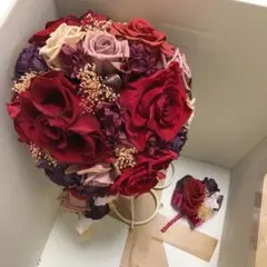 最終値下げ　ブリザードフラワー　結婚式ブーケ、ブートニア