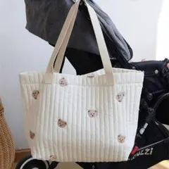 レッスンバック イブルトート ヌビバック マザーズバック くま柄 軽量 コットン