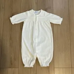 ミキハウス　50-60 ベビーロンパース　白　刺繍　新生児　ツーウェイ　ドレス