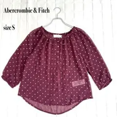 .Abercrombie & Fitch ドット柄 七分袖 シアーブラウス　Sのサムネイル