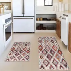 マット 2枚セット C オルテガ 北欧 キッチン 台所 玄関 バス 滑り止め