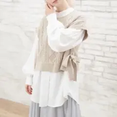 INGNI 7Gケーブルスカシベスト　ベージュ