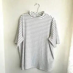 ニッセン　ボーダー　半袖　Tシャツ　リブ　大きいサイズ　ハイネックのサムネイル