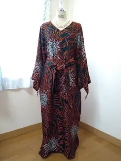 極美品 エトロ ETRO シルクシアーロングワンピース 幾何学模様