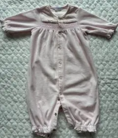 ミキハウス　ピンク スモッキングツーウェイ・ドレスオール50〜60