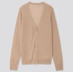 【美品】ユニクロ ライトVネックカーディガン ベージュ M