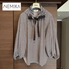 ☆NEMIKA ネミカ 千鳥格子 フリルネックボウタイブラウス 『1』☆のサムネイル