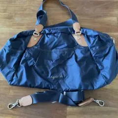 agnis b. ネイビー ボストンバッグ