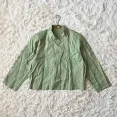 LANCEL ランセル スタンドカラー リネン ジャケット 刺繍