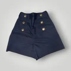 ZARA ネイビー ハイウエストショートパンツ　ボタン付き