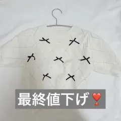 ホワイト 半袖ニット Fサイズ