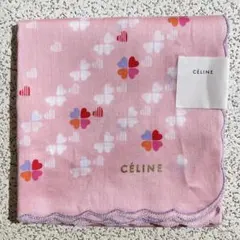 CELINE　セリーヌ　ハンカチ　クローバー　ピンク系　約49cm