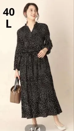 美品✨アナトリエ　マジョリカプリーツワンピース　ドット　L anatelier