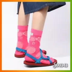 レディース靴下 ソックス 韓国 個性的 カラフルドット 水玉 おしゃれ ピンク