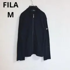 【フィラ】長袖カットソー フルジップ スポーツウェア スタンドカラー 黒 M