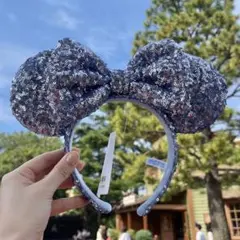 ディズニー スパンコールリボンカチューシャ パープル