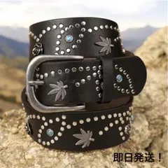 スタッズベルト アメカジ ターコイズ y2k ウエスタン グランジ フラワー