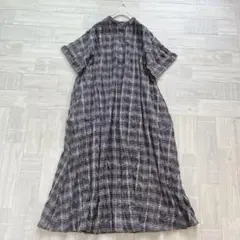 新品　LUPILIEN by natulan チェック柄バンドカラーワンピース