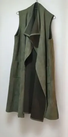 オリーブグリーン ロングベスト