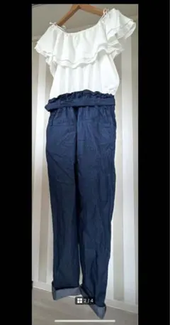 who'swhochico オフショルダーブラウスデニムオールインワン