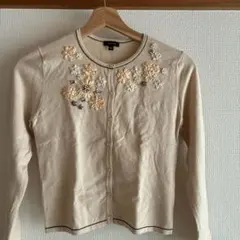 TOCCA 花刺繍 ベージュ 長袖カーディガン XS
