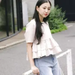 Ray BEAMS ティアード キリカエ クルーネック Tシャツ フリルのサムネイル