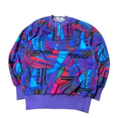 USA製　90s プルオーバー　アート　総柄シャツ　古着　個性的　8Laのサムネイル