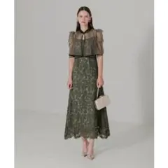 【LEJA】フロントオープンバックプリーツボレロキャミワンピセットアップドレス