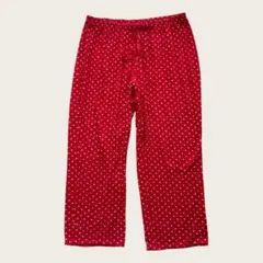 ルームパンツ ストレート ドット XL 赤 ポリエステル ルームウェア