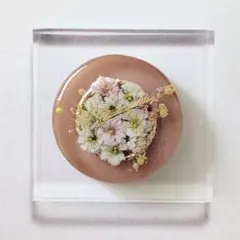 No.155＊グリーンフラワー レジンヘアゴム ナチュラル 小花ブーケ