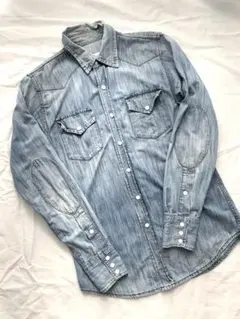 MaisonMartinMargielaデニムシャツ　サイズ44エルボーパッチのサムネイル