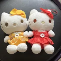 ハローキティ　レトロワンピースぬいぐるみマスコットセット