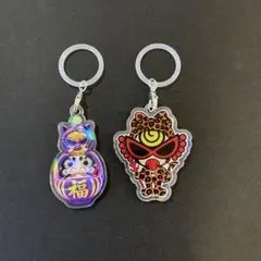ヒスミニ アクリルキーホルダー 2点セット 豹柄 だるま アンブレラマーカー
