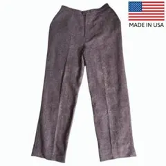 80s頃 ウール100% ヘリンボーン・セミワイド パンツ・ブラウン系68297