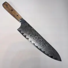包丁 仙助 三徳包丁 槌目 青紙スーパー 焦茶合板柄 刃渡り180mm 13