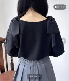 INGNI リボン付きシアートップス ブラック