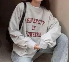 新品 CORNERS サイドスリットビッグカレッジスウェット/杢グレー